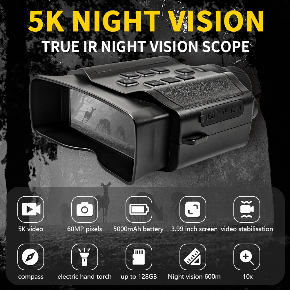 Night vision binocular camera in use for wildlife observation and photography