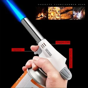 Camping Gas Torch Lighter Butane BBQ Welding Fire Maker with Safety Lock