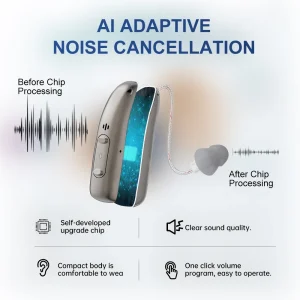 Top Mirasing 10-Channel Digital BTE/RIC Hearing Aid - Rechargeable & Noise Cancelling with Portable Charging Case