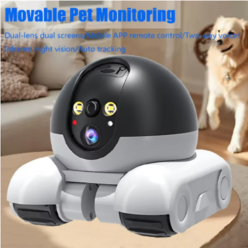Pet Surveillance Camera 360° Robot Camera WIFI Dual Lens Cameras Dual Screen Monitoring 1080P HD PTZ