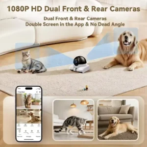 Pet Surveillance Camera 360° Robot Camera WIFI Dual Lens Cameras Dual Screen Monitoring 1080P HD PTZ IP Security Surveillance